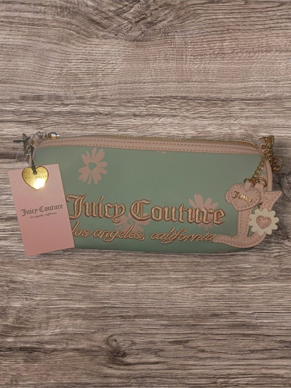 NWT Juicy Couture Daisy Handbag - Frosty Green/Pink